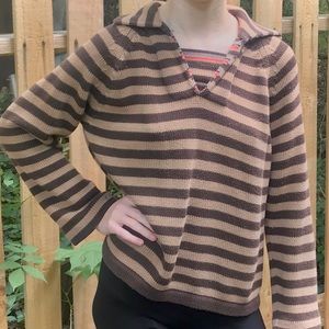 Long sleeve striped sweater.